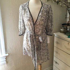 OSCAR de la RENTA Floral Wrap Robe-Size Small